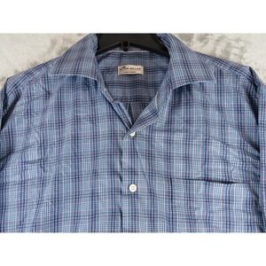 Peter Millar Shirt Mens XL Plaid Crown Comfort‎ Button Up Long Sleeve Dress